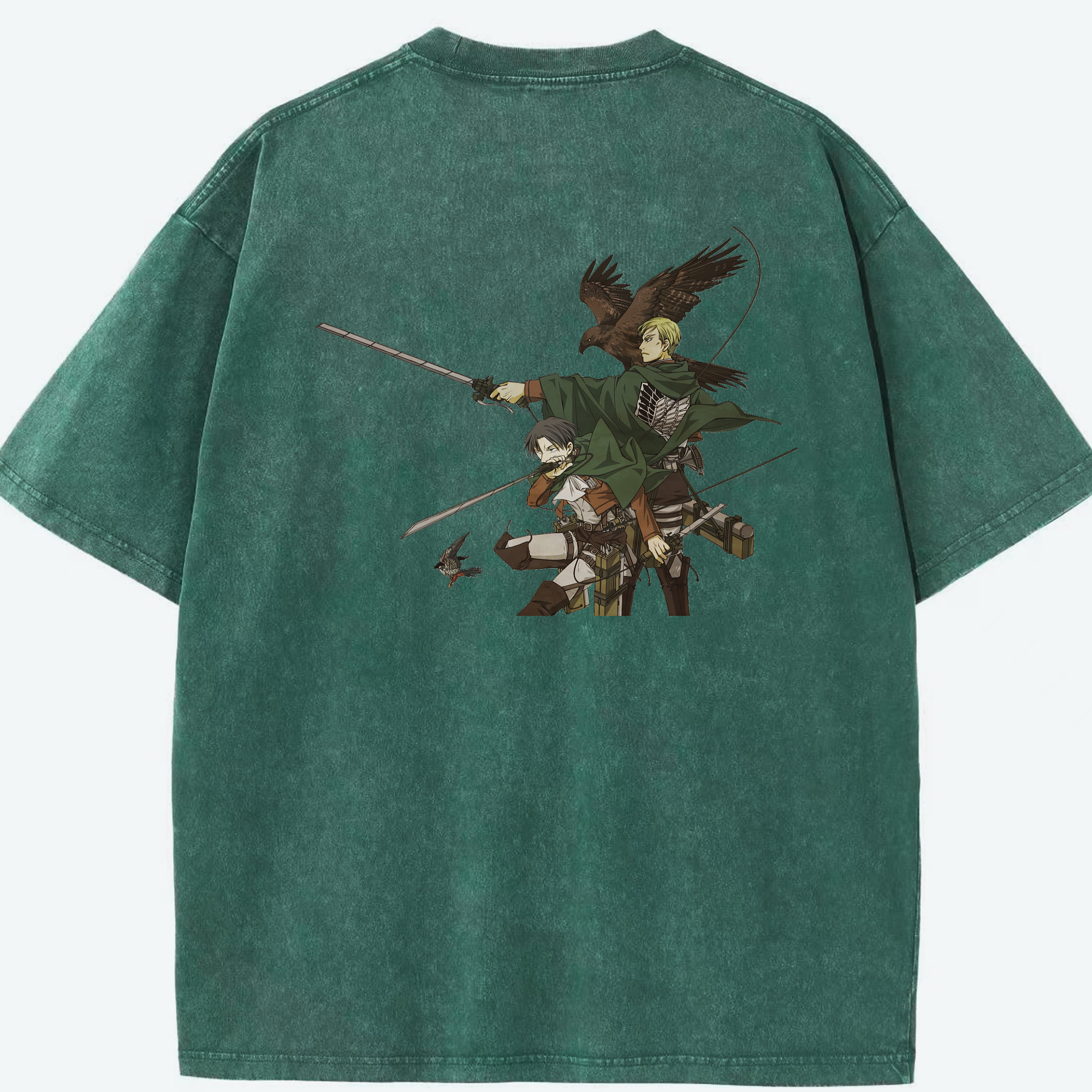 （画像用） 進撃の巨人 Attack on Titan 綿100% ヴィンテージ風 半袖Tシャツ（背面プリント）